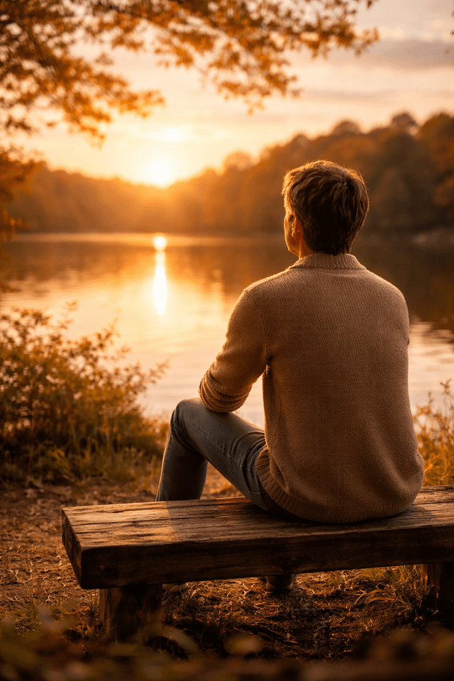 Person finding peace and calm in nature